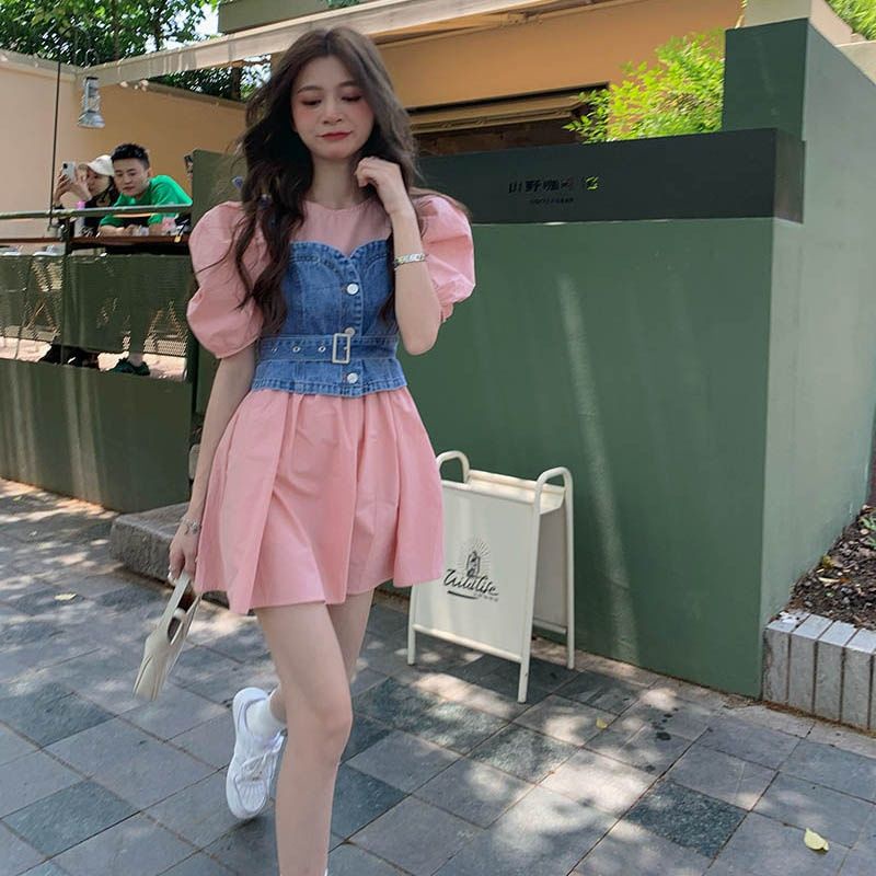 MDLV ~ 0022 Malfoy Jeans Set Premium Set Dress + Jeans Vest Set Korea Style Set Dress Rompi Jeans Fashion Import