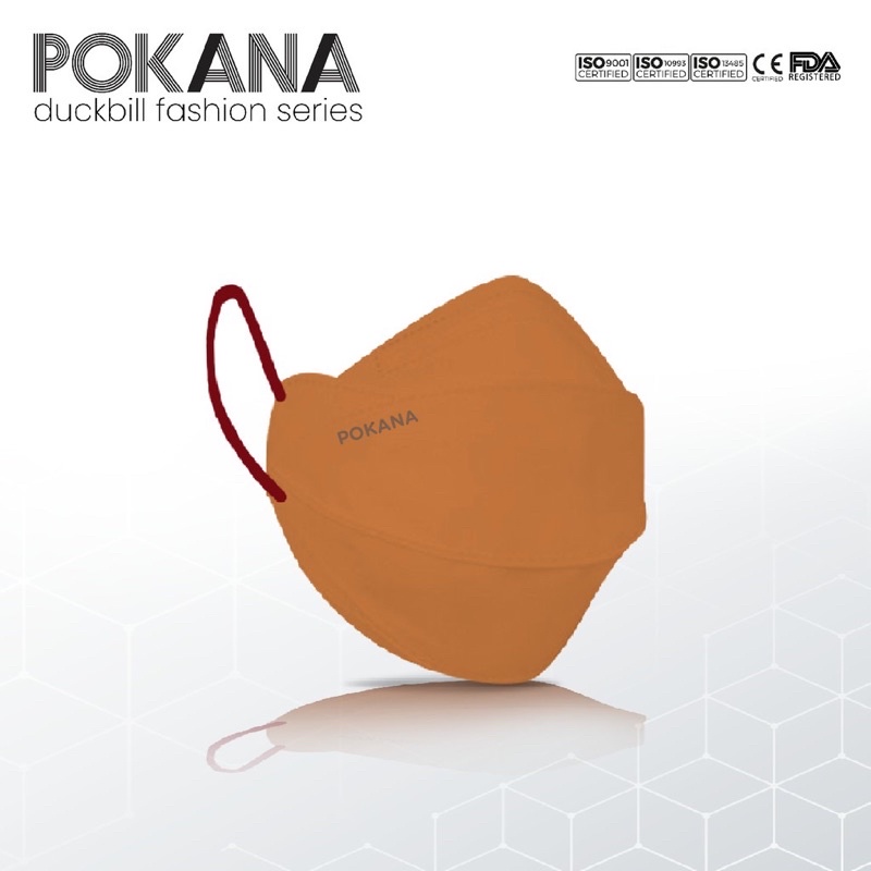 [ ECER / SATUAN - FASHION SERIES ] Pokana Duckbill Earloop Medical Mask 4PLY Masker Dewasa Eceran-New ! Caramel - Red