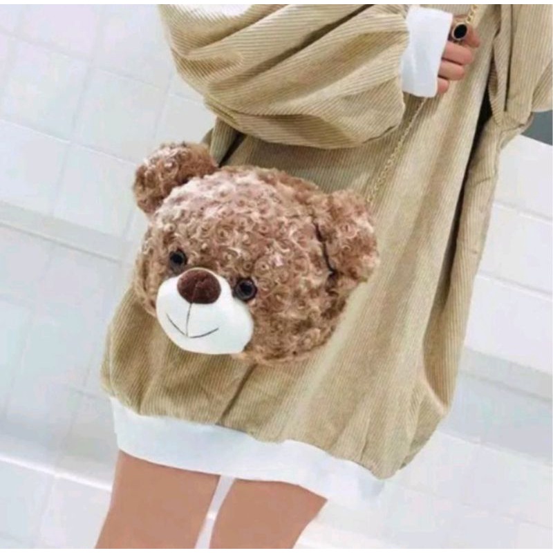 TAS SELEMPANG TEDDY BEAR  BERUANG / TAS SELEMPANG BERUANG MERANGKUL / TAS BONEKA / TAS SELEMPANG MIN