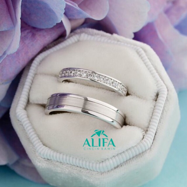 Cincin couple emas perak paladium free box