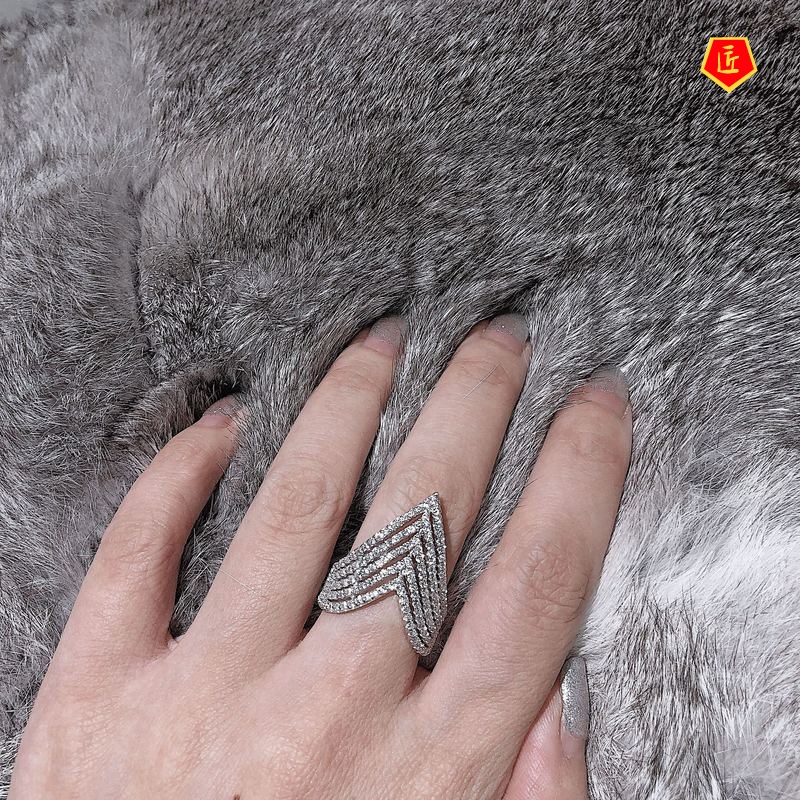 [Ready Stock]Women's S925 Silver Luxury Sweet Personality Multi-Layer Ring