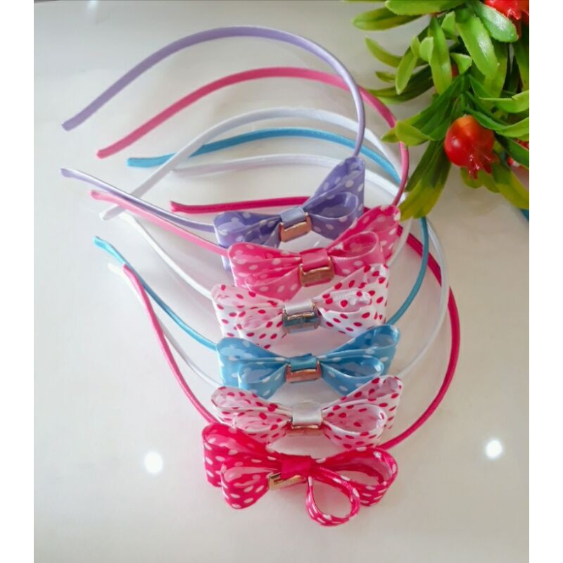 Bando pita kaku motif polkadot