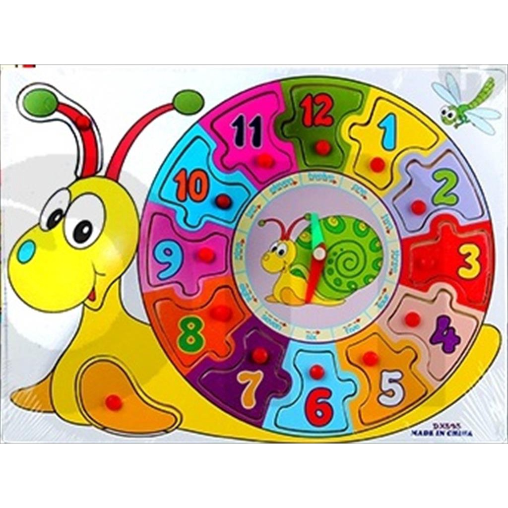 YA 910 - Puzzle Kayu Knob Wooden Puzzle Angka Alfabet Hewan Buah Transportasi Jam Mainan Edukasi Anak Batita Balita Toddler