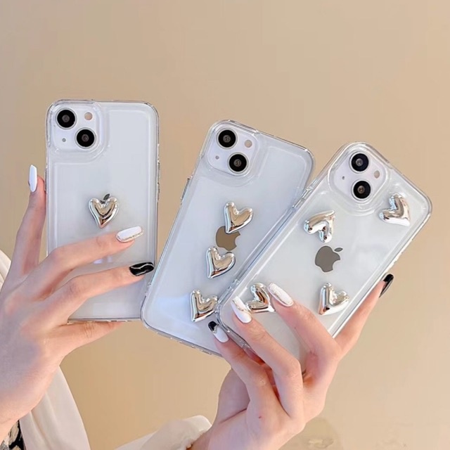 Silver Heart Stone TPU Transparant Case Samsung A13 A23 A53 A52 A73 A11 M11 M10 A10 A20 A30 A21s A02s A03s S22 S21 S20 plus ultra A51 A71 A80 A50s A70 A50 A72 A32 4G 5G