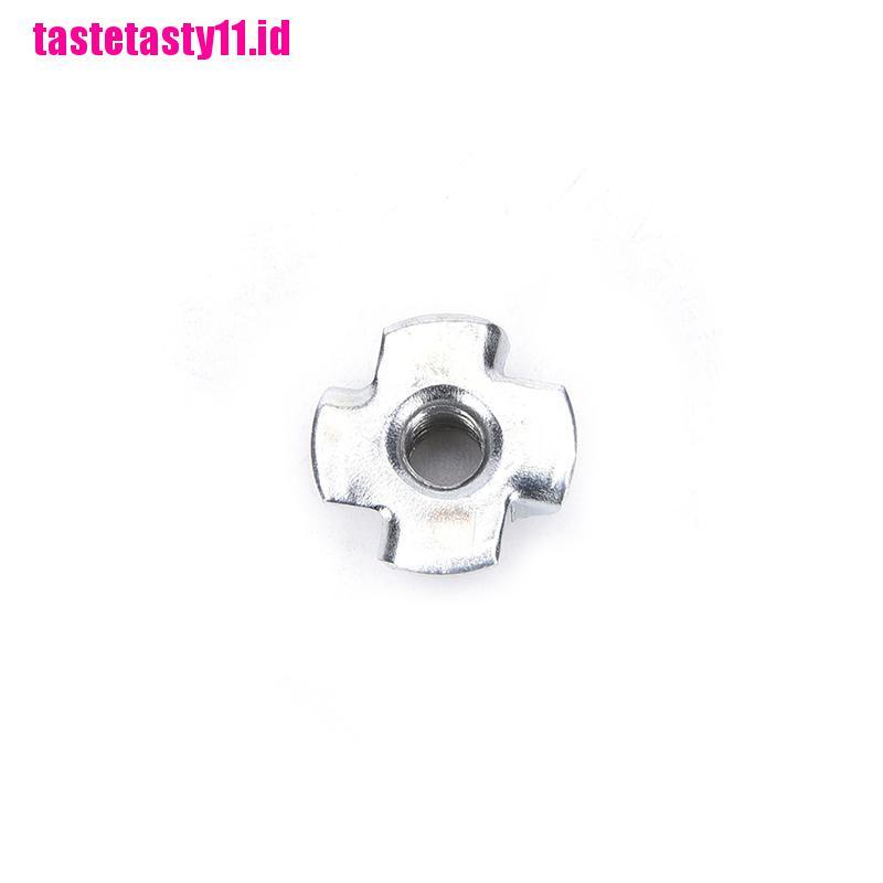 10 Pcs T Nut Insert M4 / M5 / M6 / M8 / M10 Empat Cabang Bahan Zinc Untuk Furniture Kayu