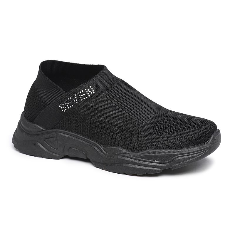 [GROSIR][COD] SEVEN_DAY SEPATU RAJUT WANITA SLIP ON OLAHRAGA TANPA TALI SPORT SHOES HITAM FZ-73