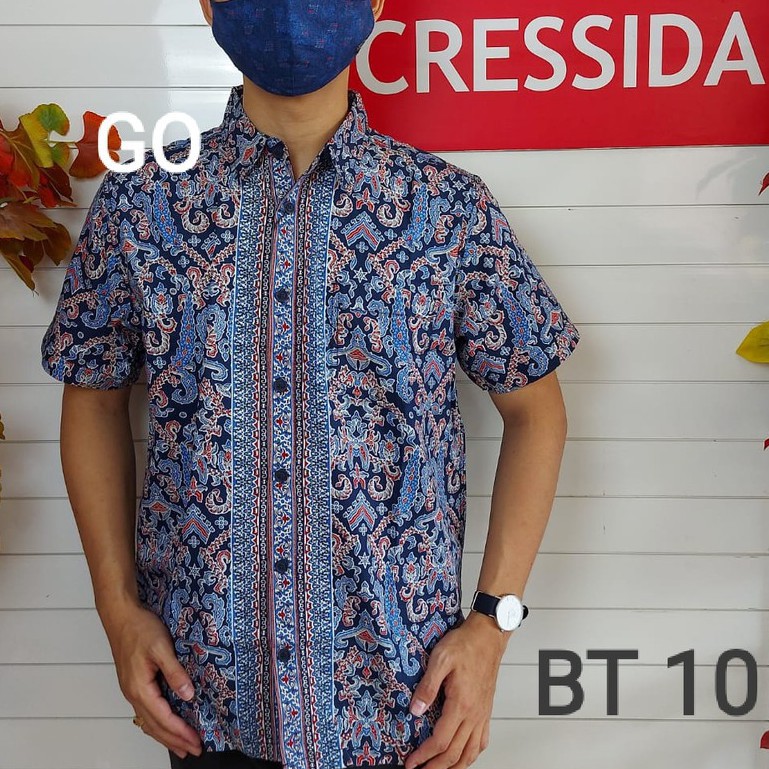 gos CRESSIDA KEMEJA BATIK Pakaian Pria Atasan Kemeja Hem Casual Reguler Original Lengan Pendek Bagus