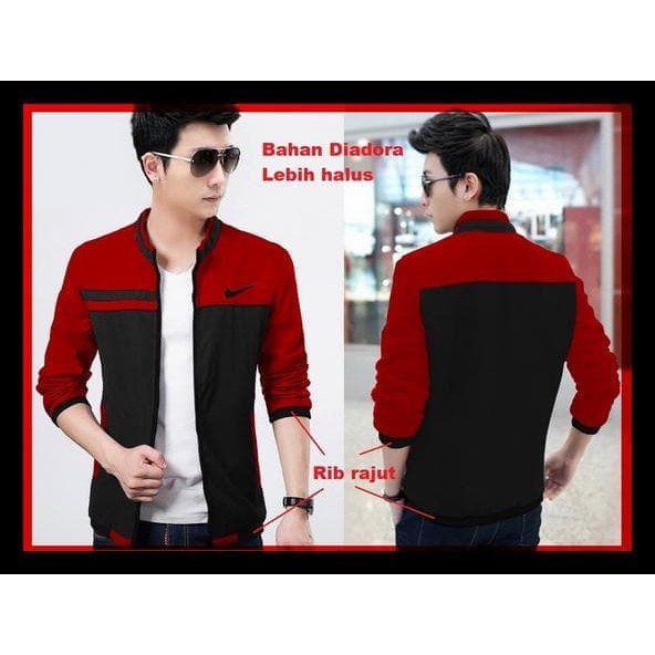 [ JAKET NIKE MD CL] PAKAIAN PRIA JAKET MERAH HITAM