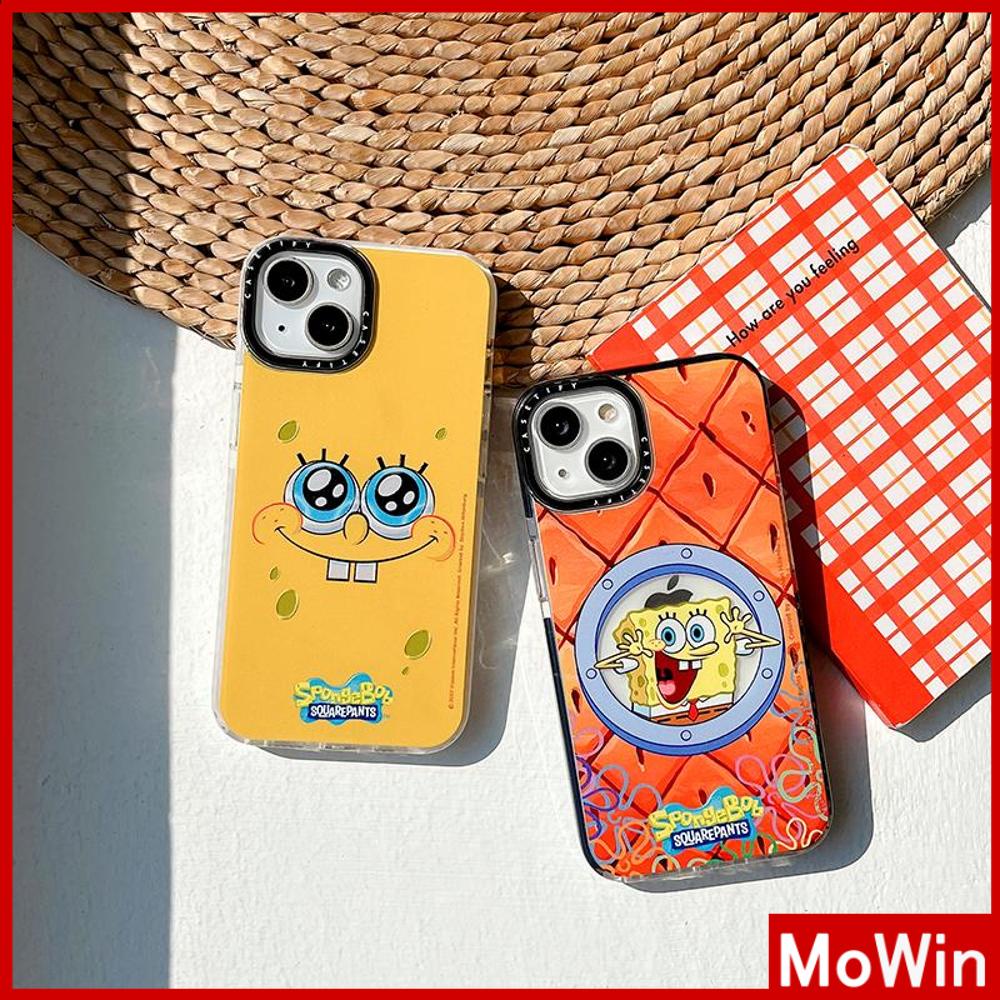 Soft Case Silikon Tebal Transparan Shockproof Motif SpongeBob SquarePants Untuk iPhone 13 Pro Max 12 Pro Max 11 7 Plus