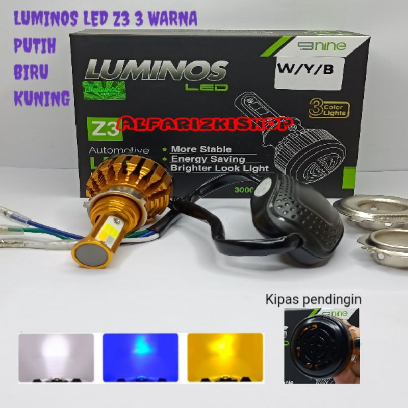 LAMPU LED LUMINOS Z3 HI LOW 3 WARNA WHITE YELLOW BLUE SOKET H6 H4 H4 MOTOR