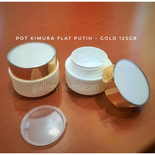 Image of pot cream/kemasan kosmetik/kemasan cream wajah kimura flat -putih- Gold