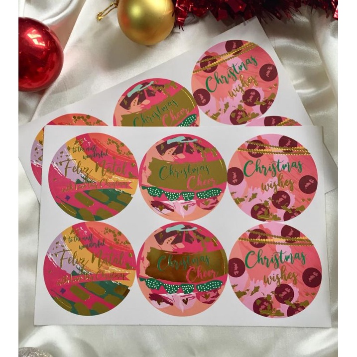 

sticker natal sticker label toples kue natal sticker bulat dus natal premium sticker bulat koin natal