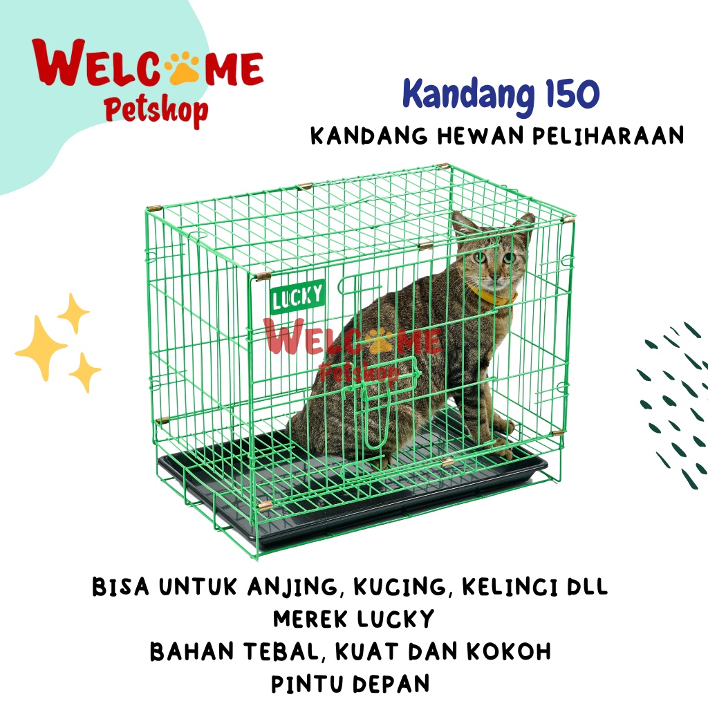 Kandang 150 Besi Lipat Lucky 48x30x38CM Kucing Kelinci Anjing Hewan