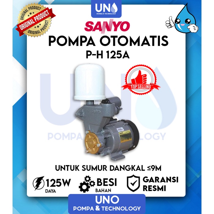 Sanyo Pompa Air Sumur Dangkal Auto Otomatis PH 125 A / PH-125 A / PH 125A