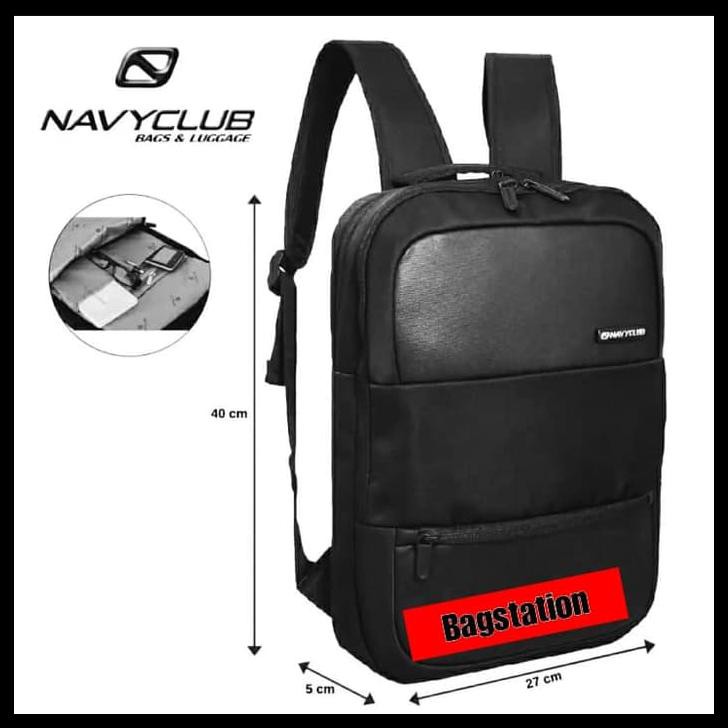 PROMO SPESIAL TAS RANSEL LAPTOP PRIA WANITA BACKPACK BODYPACK NAVY CLUB ORIGINAL - Hitam