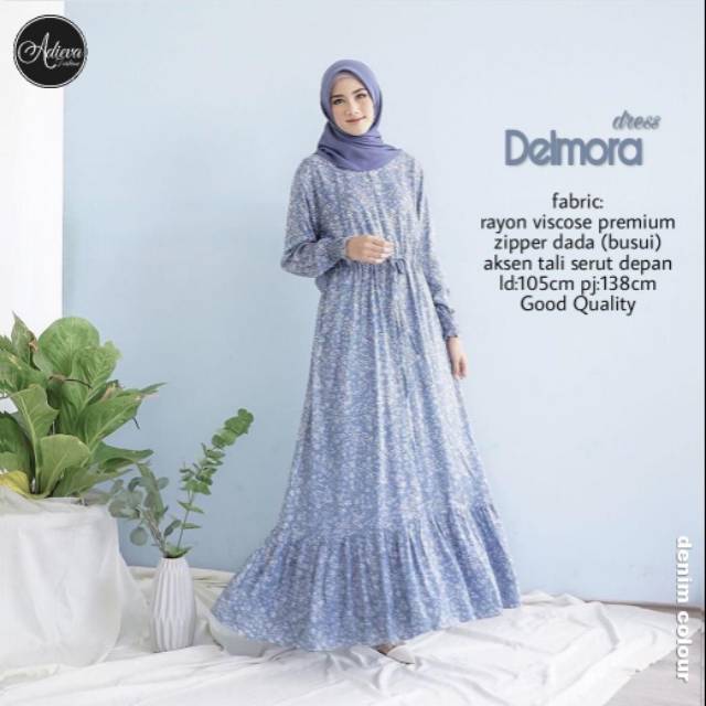 Dress Homey Katun Rayon Pantai Motif Adem Premium Cantik Home Rumahan Casual Daily Muslimah
