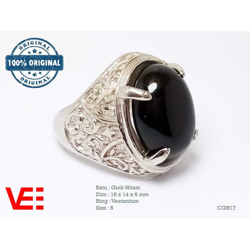 VeE Cincin Pria Batu Giok Hitam - Batu Akik CGH17