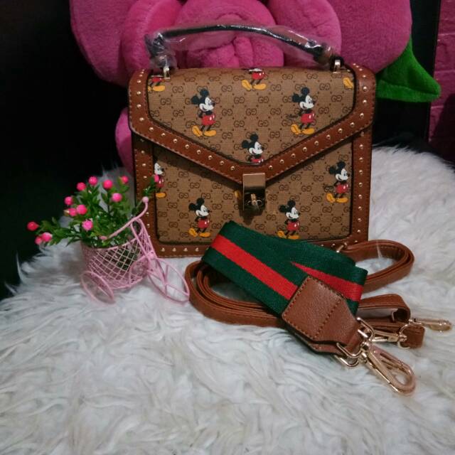 Tas gucci mickey amplop coklat