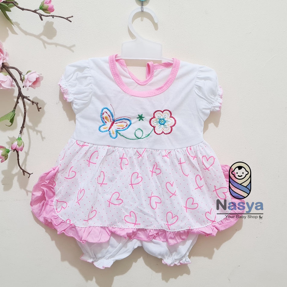 [N-082] Baju bayi Lengan Pendek / setelan baju bayi motif pita MURAH