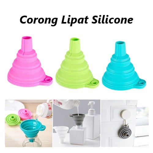 Corong Air Minyak Lipat Mini / Corong Lipat Karet Bulat Minyak Sabun Fleksible / Corong Silikon Portable Serbaguna