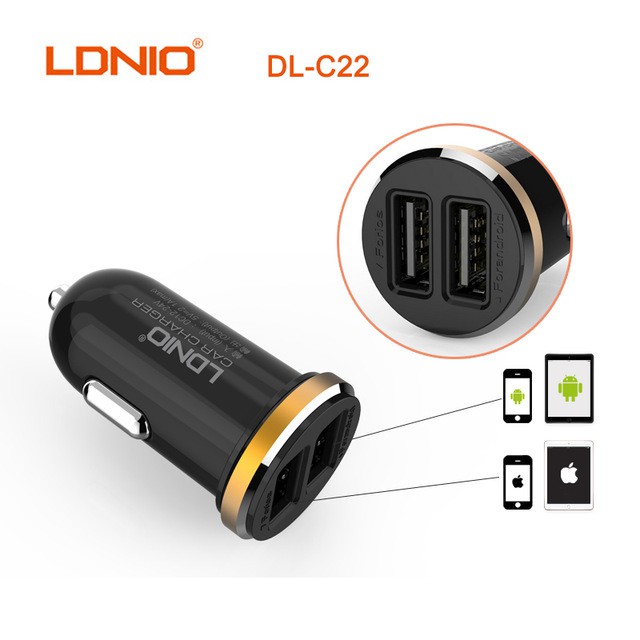 LDNIO DL C22 CAR CHARGER TRAVEL MOBIL 2 PORT TERMURAH USB MICRO ORIGINAL