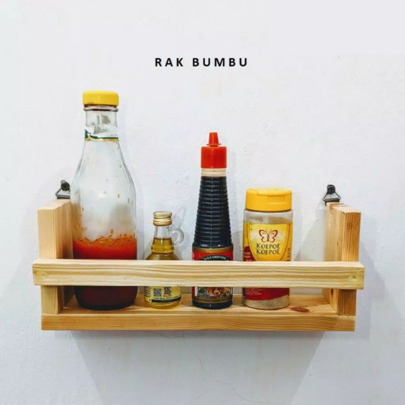Rak Bumbu Kayu / Tempat Bumbu Dapur Kayu Minimalis