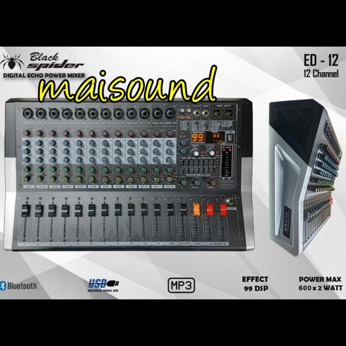 POWER MIXER BLACK SPIDER ED 12 CHANNEL MIXER BLACKSPIDER ED12 ORIGINAL
