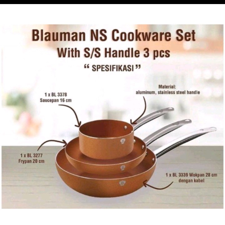 Panci Set Blaumann Cookware set 3Pcs