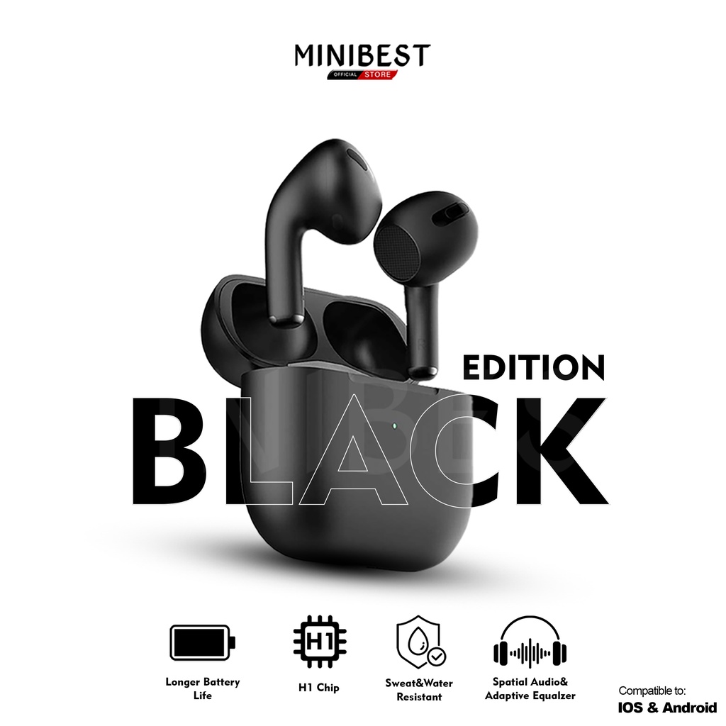 MINIBEST MB_Pods_Gen3 Black Edition Wireless Charging [Final Upgrade + IMEI / Serial Number Valid + Spatial Audio] By Minibest Indonesia-MB_PODS GEN3 BLACK