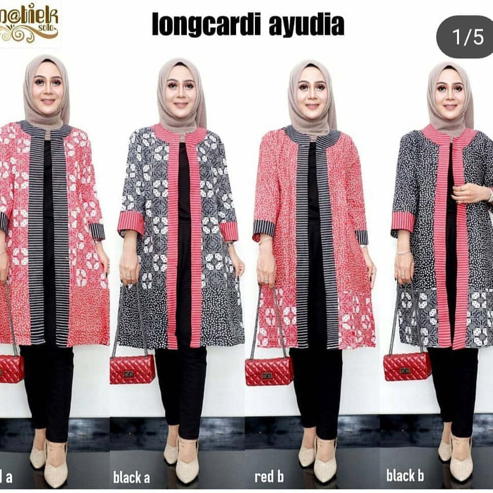 Batik Wanita Longcardi Kardigan Ayudia Motif Kombinasi Premium Kondangan Outerwear Maxi Cardi Kekinian Luaran Kerja Kantoran Kondangan Lengan Panjang