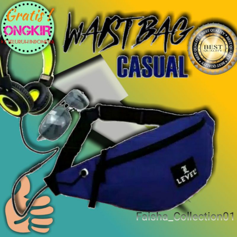 tas pinggang level casual fashion pria wanita waistbag murah