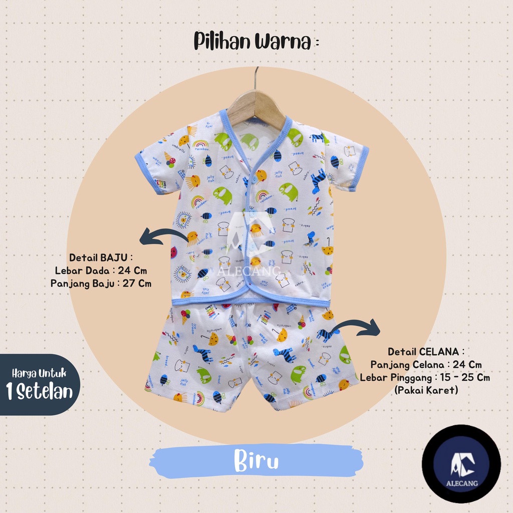 Setelan Baju Bayi Tangan Pendek Motif Size 0 - 3 Bulan merk MUNFGIL - MOTIF