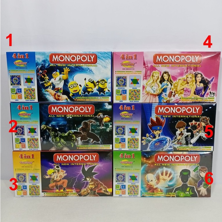 Monopoli 4in1 Dus Kecil Board Game Family Game Monopoly Wayang 4 in 1 Halma Ludo Ular Tangga