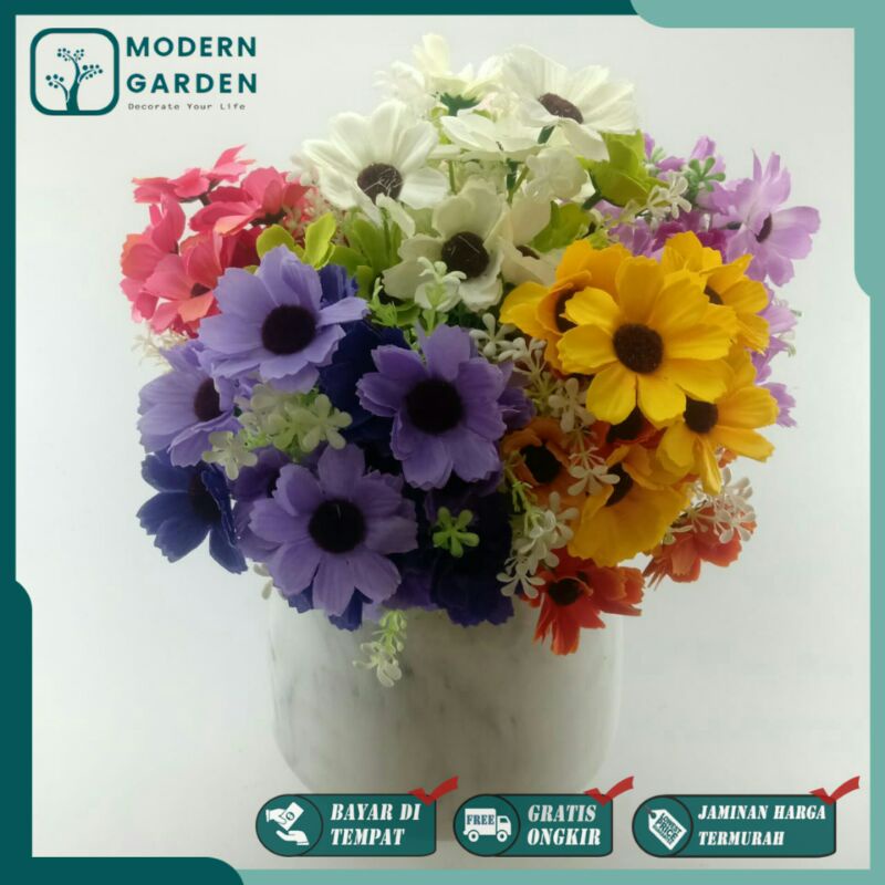 Bunga Matahari Dekorasi BT9026 Bahan Plastik(1 Buket 7 Tangkai 21 Bunga)