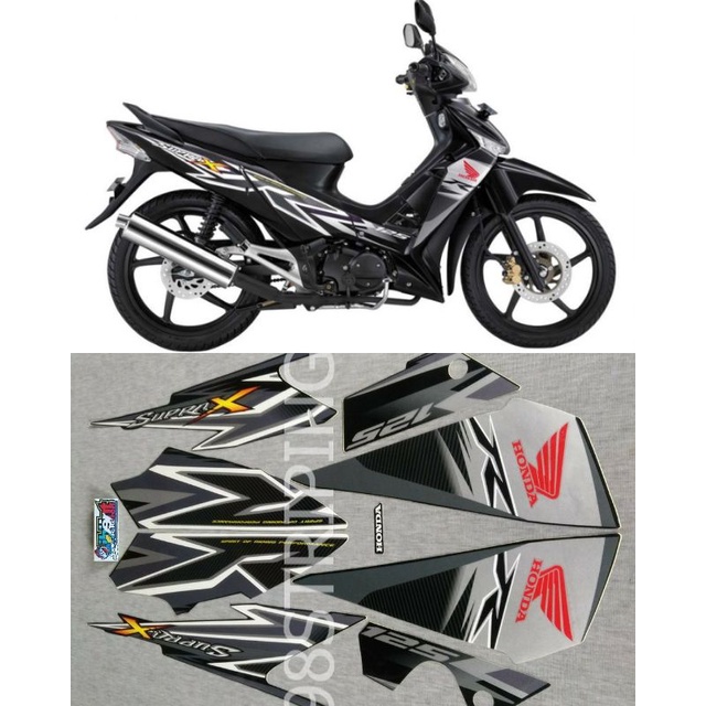 STIKER STRIPING LIS STANDAR ORI HONDA SUPRA X 125R 125 R HITAM TAHUN 2012