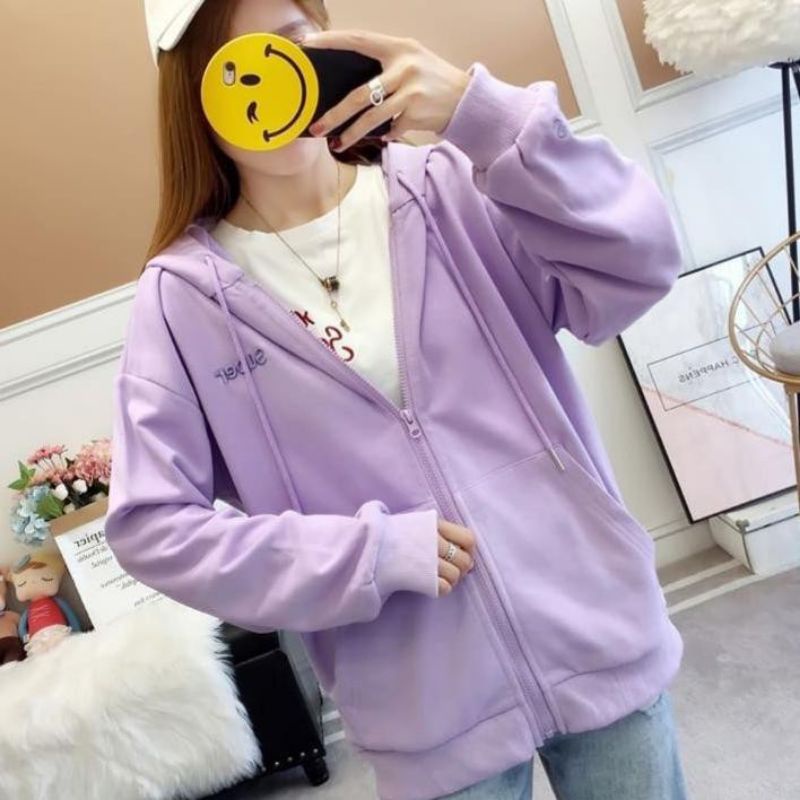 Jaket Hoodie sweater oversize pakaian pria wanita Outerwear Korean Style SUPER ZIPPER FJ725