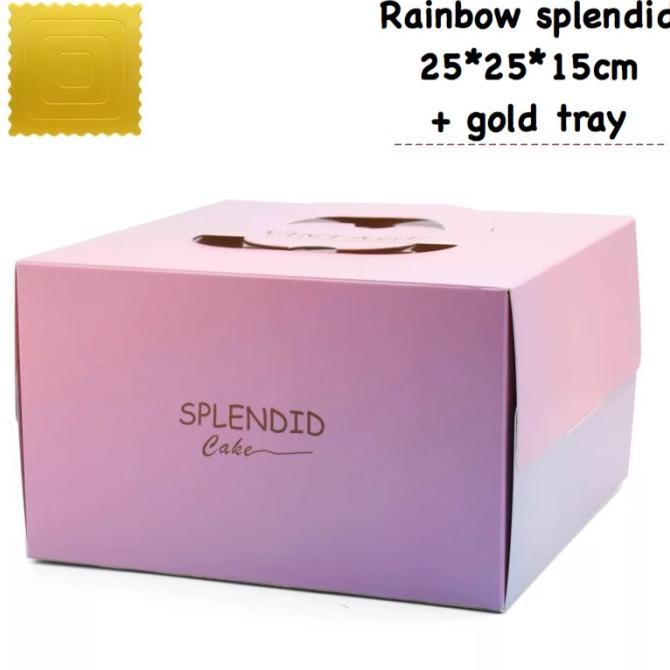 

populer] Kotak kue ulang tahun tart birthday box cake rainbow 25x25x15 + tray