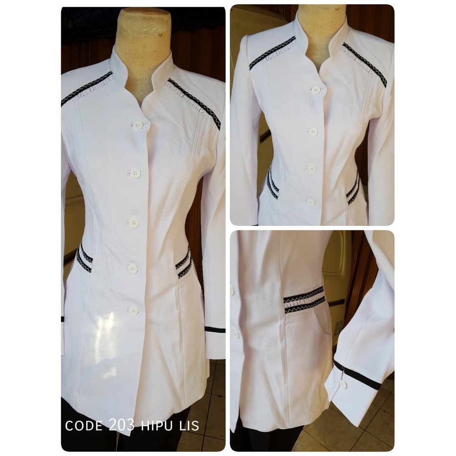 Baju Atasan Blazer Seragam Putih Pns Wanita Kerja Guru Perawat Jumbo High Quality