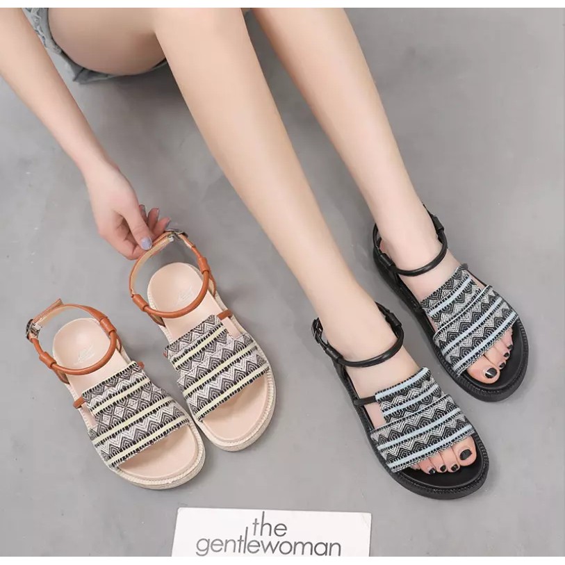 WEDGES TALI WANITA / SANDAL TALI MOTIF BATIK