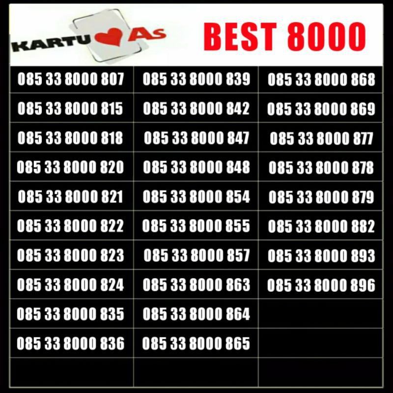 Nomor Cantik telkomsel As seri 8000