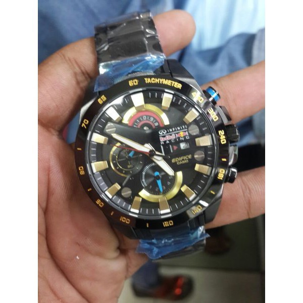 Casio Edifice Original Japan EFR 540D  - 1A2VUDF Chain Stainless FullBlack RedBull Edition