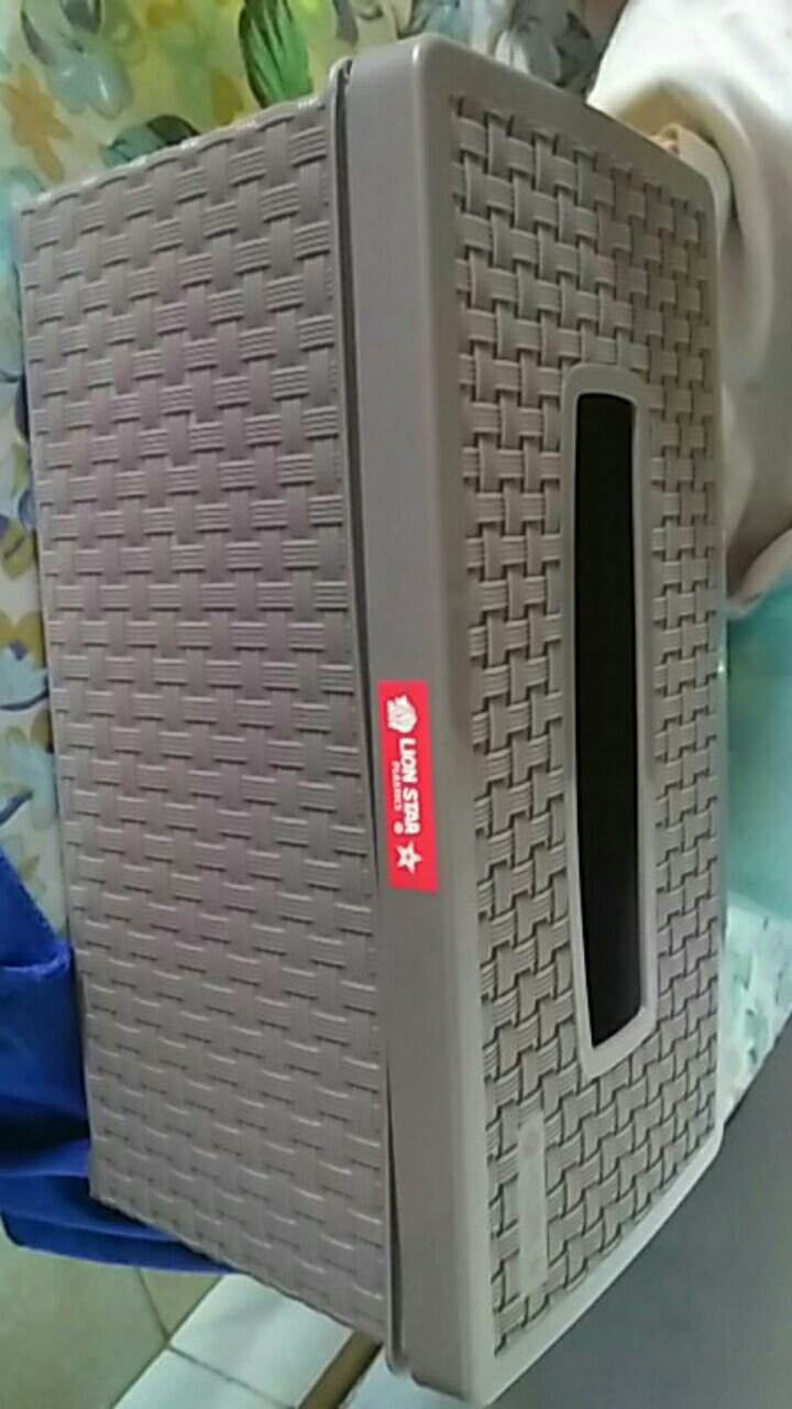 Tempat Tissue Uk L - Lion Star Kotak Tisu Motif Anyam - Rato Tissue - Biru