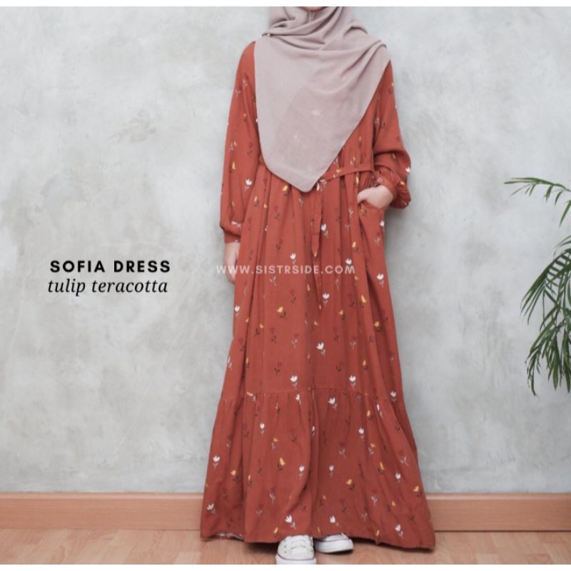 sofia dress tulip terracota sistrside