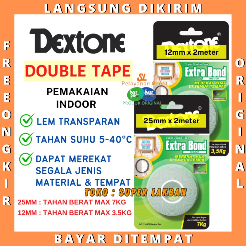 Double Tip Kuat Double Tape Dextone Extrabond Merekat Di Semua Tempat