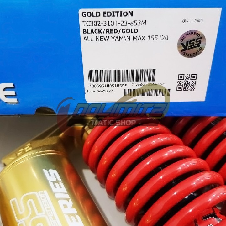 Shock YSS G Plus Smooth Gold Edition 310mm Shockbreaker NMAX 2020 Aerox 155