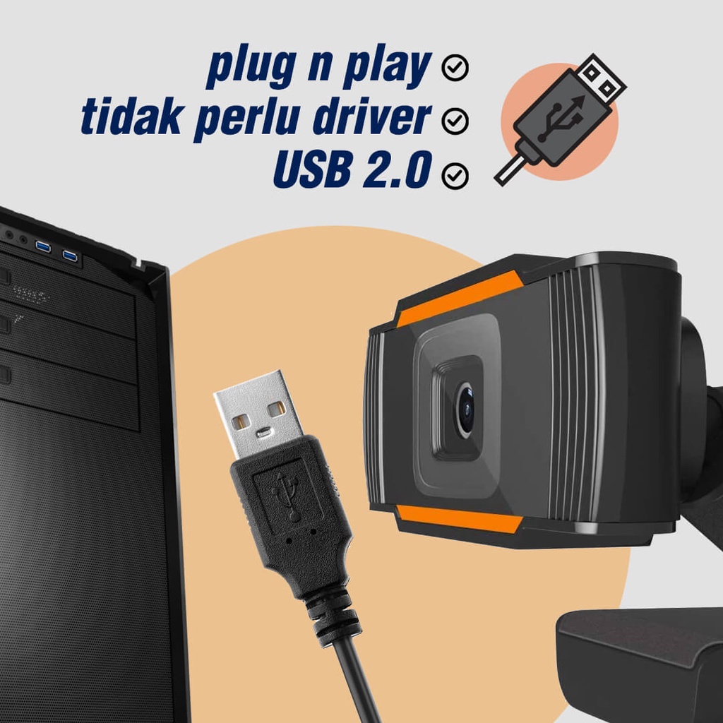 Webcam HD 720P &amp; Full HD 1080P Mic Laptop PC Komputer | USB Web Camera Mini | Webcame &amp; Microphone