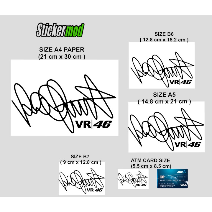 Stiker Valentino Rossi Signature Cutting Sticker Valentino Rossy 46