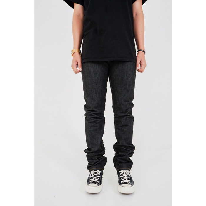 SVGE DENIM “Hades” Black Indigo 14oz Raw Stretch Denim White - Black Indigo, 30