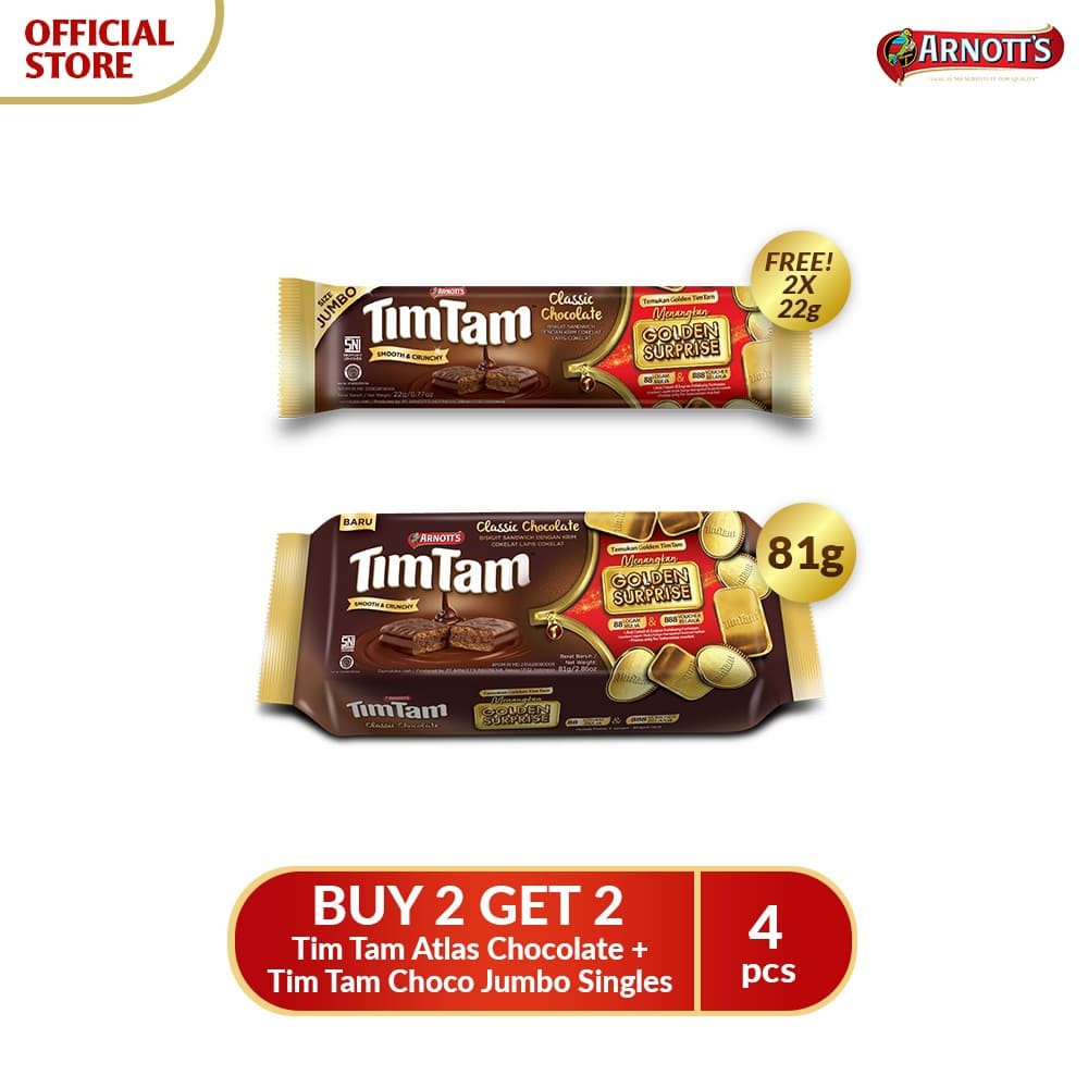 

PROMO BUY 2 GET 2 FREE TIM TAM CHOCOLATE+TIM TAM CHOCO JUMBO SINGLES TERMURAH