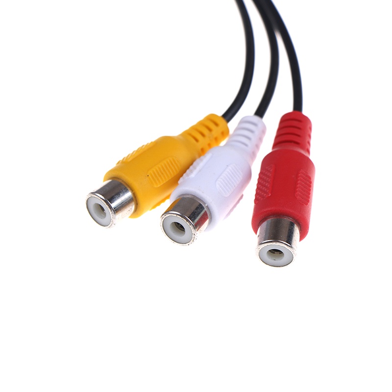 (LUCKID) Kabel audio video stereo jack 3.5mm male Ke 3rca female Panjang 28cm